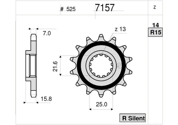 KAWASAKI ZX 600 OGNIBENE ÖN DİŞLİ 15T ürün görseli 1