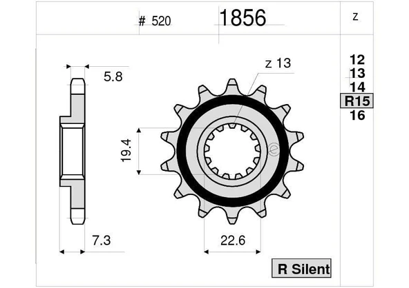 SUZUKI 400 OGNIBENE ÖN DİŞLİ 15T ürün görseli 1
