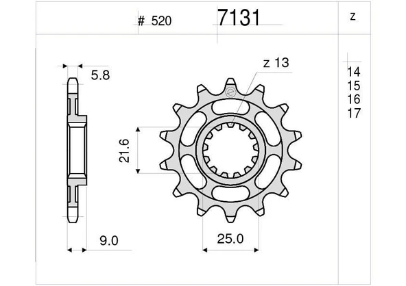 GSXR YZF ZX7/9  (520) OGNIBENE ÖN DİŞLİ 14T ürün görseli 1