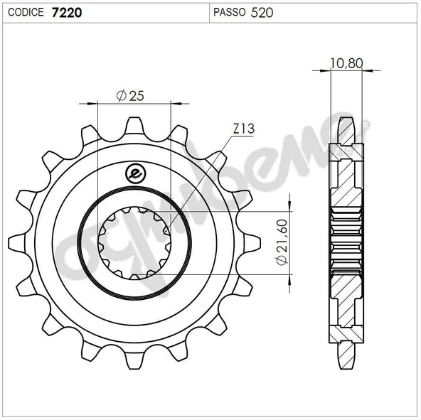 YAMAHA 600 OGNIBENE ÖN DİŞLİ 16T ürün görseli 1