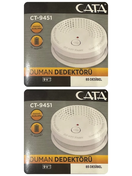 (2 Adet) Cata Pilli Duman Dedektörü Hassas Algılamalı ürün görseli 1