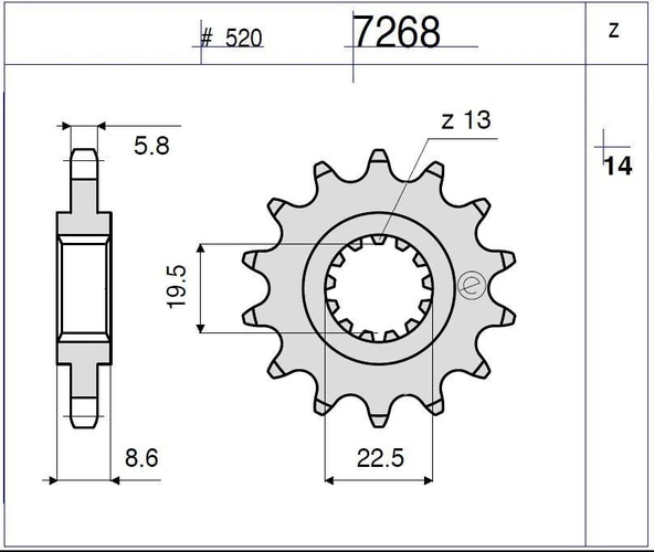 SUZUKI DL 250 OGNIBENE ÖN DİŞLİ 14T ürün görseli 1