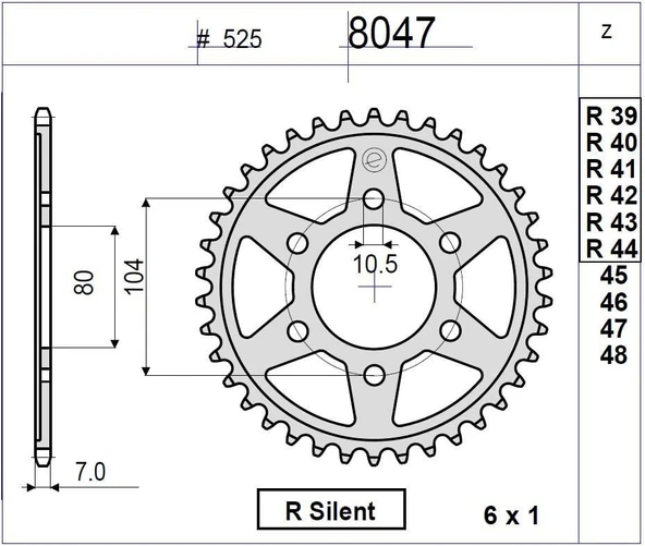 KAWASAKI ZX 600 R OGNIBENE ARKA DİŞLİ 41T ürün görseli 1