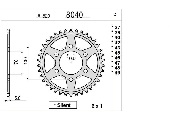 SUZUKI GSXR 750 (520) OGNIBENE ARKA DİŞLİ 43T ürün görseli 1