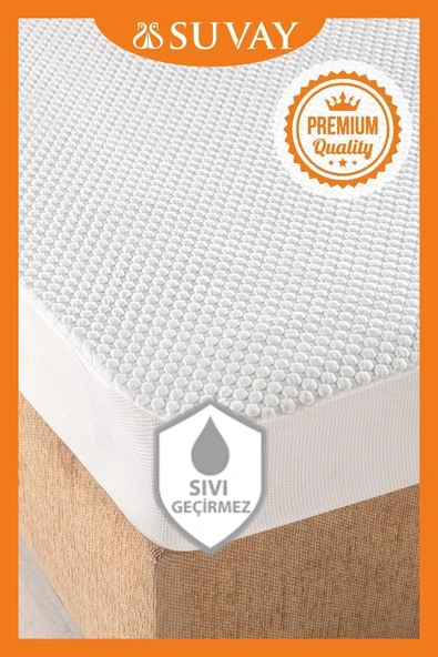 Premium Ultra Soft Sıvı Geçirmez Fitted Full Kenar Alez Tek Çift Kişilik Beyaz Renkli Yatak Koruyucu ürün görseli 1