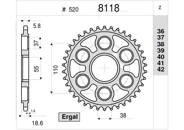 DUCATI 1098 525 OGNIBENE ARKA DİŞLİ 43T ürün görseli 1