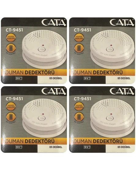 (4 Adet) Cata Pilli Duman Dedektörü Hassas Algılamalı ürün görseli 1