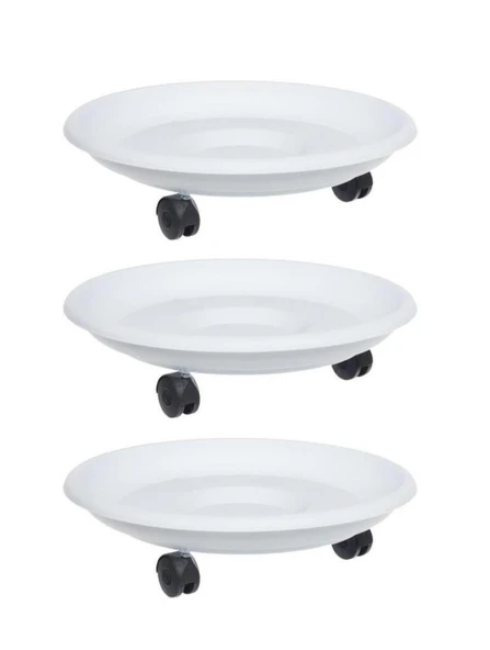 Omnipazar SO-TT03 Tekerlekli Saksı Tabağı No 3 Beyaz 3 Adet ürün görseli 1