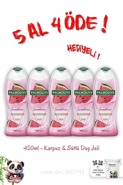 Palmolive 450 Ml Duş Jeli Karpuz Ve Sütlü 5 AL 4 ÖDE ve Rosie Pamuk Hediye ürün görseli 1