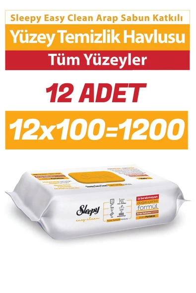 Sleepy Arap Sabun Katkılı Yüzey Temizlik Havlusu 12 x 100 'LÜ 1200 YAPRAK ürün görseli 1