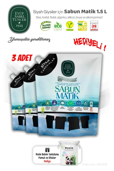 3'lü Siyah Çamaşırlar Sıvı Sabun Matik 1.5 L ve ROSIE Hediye ürün görseli 1