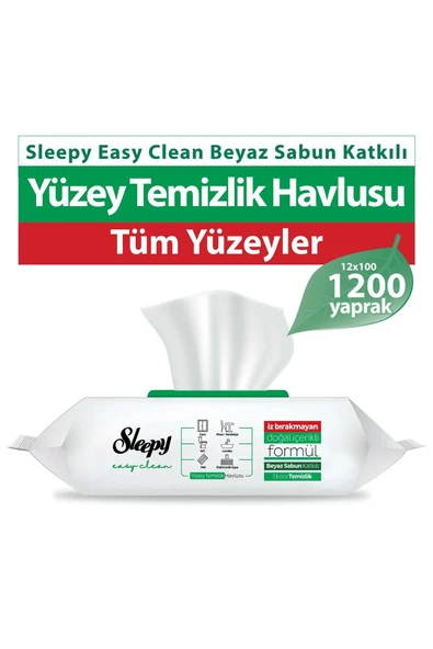 Sleepy Easy Clean Yüzey Temizlik Havlusu 100 Yaprak X 12 Adet ürün görseli 1