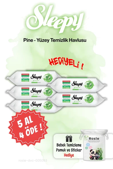 Sleepy 5 AL 4 ÖDE Pine Çam Ferahlığı Islak Havlusu ve ROSIE ürün görseli 1