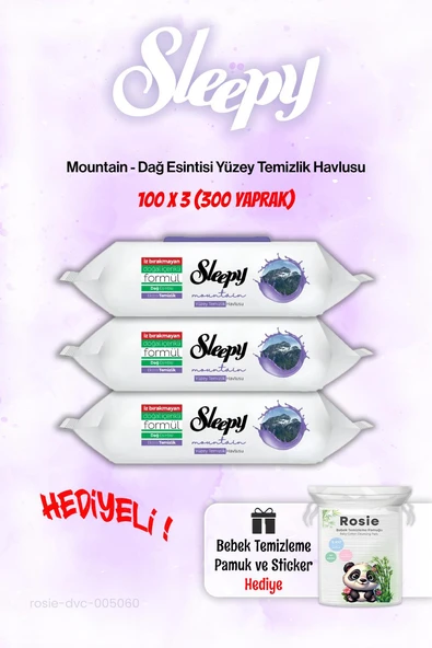 Sleepy 3 Paket Mountain Dağ Esintisi Islak Havlusu  ve ROSIE ürün görseli 1