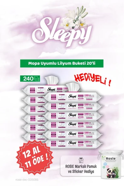 12 AL 11 ÖDE Lilyum Buketi Sleepy Mopa Uyumlu 20'li ve Rosie Bebek pamuğu ürün görseli 1