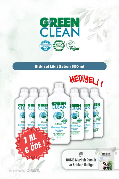 7 AL 6 ÖDE Green Clean Bitkisel Çamaşır Suyu 1000 ml ve Rosie Hediye ürün görseli 1