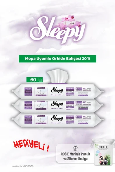 Sleepy 3 adet Mopa Uyumlu Orkide Bahçesi 20'li ve Rosie Bebek pamuğu ürün görseli 1