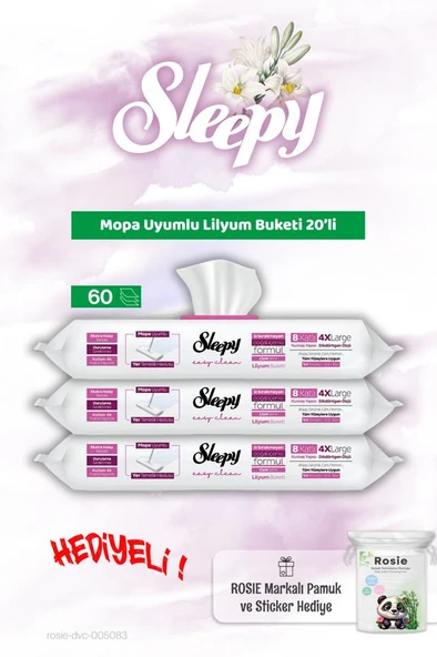 Sleepy 3 adet Mopa Uyumlu Lilyum Buketi 20'li ve Rosie Bebek pamuğu ürün görseli 1