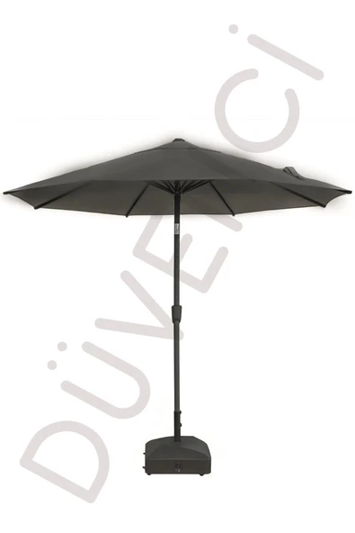 Alubrella Güneş Şemsiyesi Yuvarlak, 250 CM Çaplı, Antrasit Renkli Su Geçirmez Kumaş, Bidonsuz ürün görseli 1