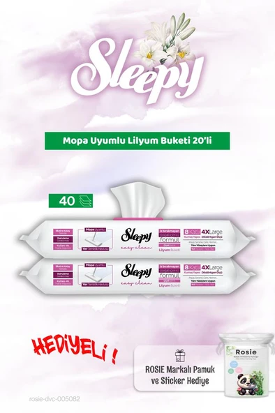 Sleepy Mopa Uyumlu Lilyum Buketi 20'li x 2 ve Rosie Bebek pamuğu ürün görseli 1