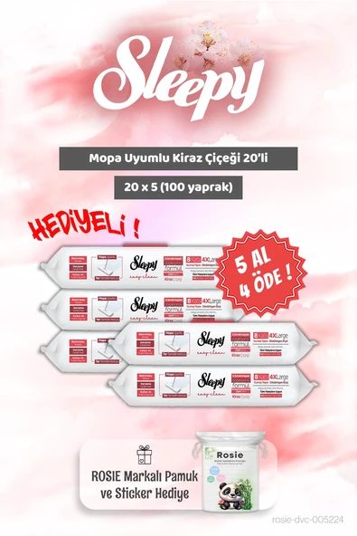 5 AL 4 ÖDE Sleepy Kiraz Çiçeği Mopa Uyumlu 20'li ve Rosie Bebek pamuğu ürün görseli 1