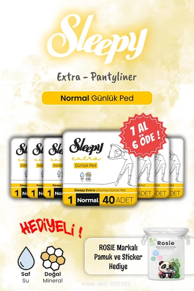 Sleepy Extra 7 AL 6 ÖDE Günlük Ped Normal 40'lı ve Rosie Hediye ürün görseli 1