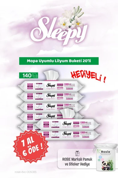 Sleepy 7 AL 6 ÖDE Mopa Uyumlu Lilyum Buketi 20'li ve Rosie Bebek pamuğu ürün görseli 1