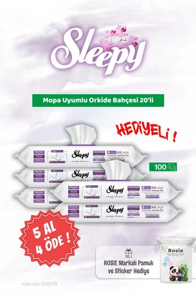 5 AL 4 ÖDE Sleepy Mopa Uyumlu Orkide Bahçesi 20'li ve Rosie Bebek pamuğu ürün görseli 1