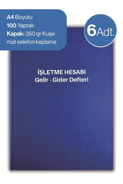 Düvenci İşletme Hesabı Gelir - Gider Defteri 6 adet ürün görseli 1