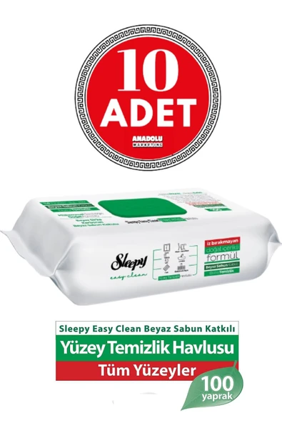 Sleepy Easy Clean Yüzey Temizlik Havlusu 100 Yaprak X 10 Adet ürün görseli 1