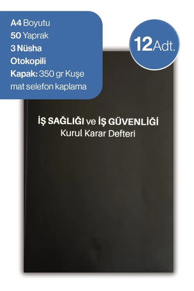 Düvenci 12 adet İş Sağlığı ve İş Güvenliği Kurul Karar Defteri ürün görseli 1