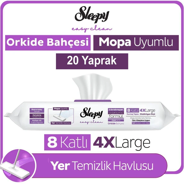 Sleepy Easy Clean Orkide Bahçesi Mopa Uyumlu Yer Temizlik Havlusu 20 Yaprak ürün görseli 1