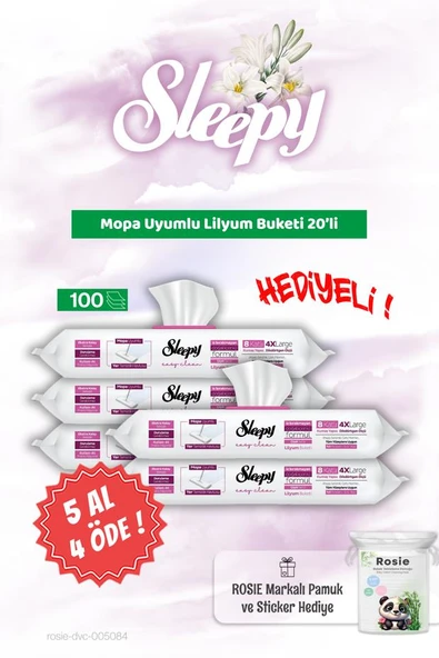 5 AL 4 ÖDE Sleepy Mopa Uyumlu Lilyum Buketi 20'li ve Rosie Bebek pamuğu ürün görseli 1