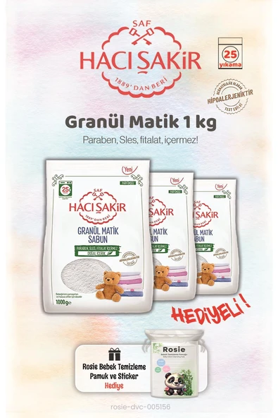 3 Adet 1 Kg Granül Matik Çamaşır Deterjanı ve Rosie ürün görseli 1
