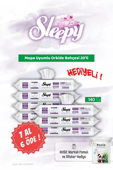 Sleepy 7 AL 6 ÖDE Mopa Uyumlu Orkide Bahçesi 20'li ve Rosie Bebek pamuğu ürün görseli 1