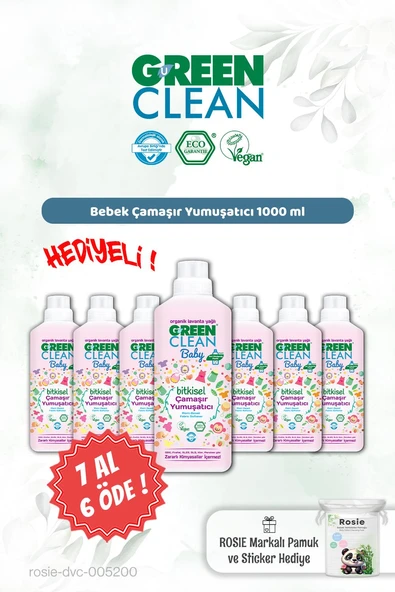 Green Clean 7 AL 6 ÖDE Baby Yumuşatıcı 1000 ml ve Rosie Hediye ürün görseli 1