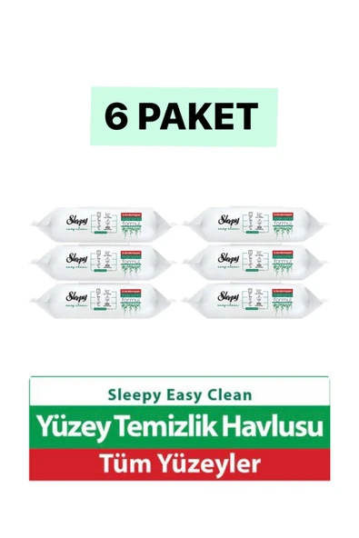 Sleepy Easy Clean Yüzey Temizlik Havlusu 100 Yaprak (6 Lı Set) 600 Yaprak ürün görseli 1