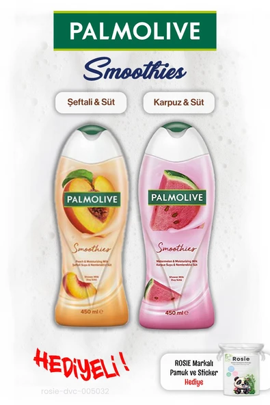 Palmolive Smoothies 2'li 450 ml Duş Jeli, Rosıe Pamuk Hediye ürün görseli 1