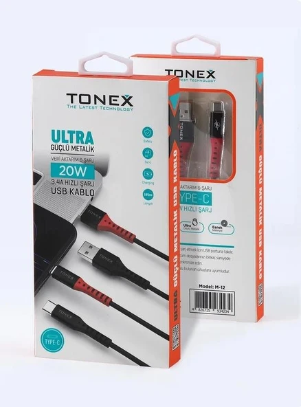 Tonex 3.4A 20W Usb To Type-C 20W Hızlı Usb Kablo - M-12 ürün görseli 1
