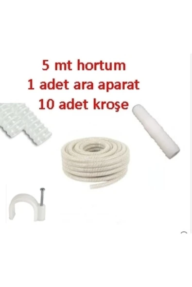 H&G ETİCARET Topalak Boya Hırdavat Klima Su Tahliye Hortumu 5 Metre Ek Parça 10 Adet Kroşe Ek Parça ürün görseli 1