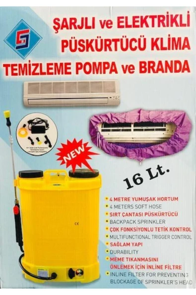 Universal Klima Temizleme Pompası Şarjlı Ve Elektrikli 16 Lt ürün görseli 1