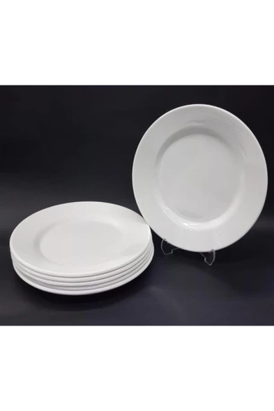 İstoç Türk 12 Adet Beyaz Melamin Tatlı,pasta Servis Tabağı 21cm Sığ Tabak ürün görseli 1