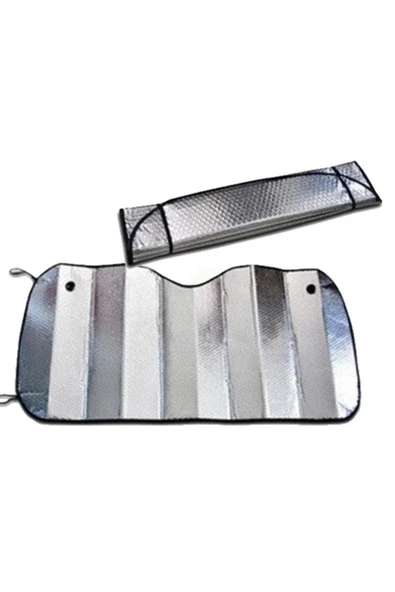 Ermiya 130x60 Cm Ön Cam Güneşliği Metalize Parlak Alüminyum Katlanabilir Oto Güneşlik ürün görseli 1