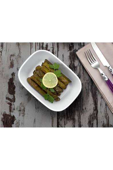 Ermiya Square Melamin Kayık Tabak 6 Parça 14 cm Beyaz Meze Tabağı ürün görseli 1