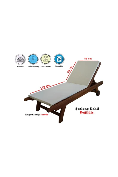ALDA Spor Tekstil Yıkanabilir Akrilik Kumaş Şezlong Minderi 55x180x5 Cm ürün görseli 1
