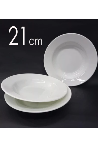 İstoç Türk 12 Adet Sağlam Beyaz Melamin Çukur Yemek Tabağı 21cm Ev Lokanta Tipi Porsiyon Sulu Yemek Haşlama Kab ürün görseli 1