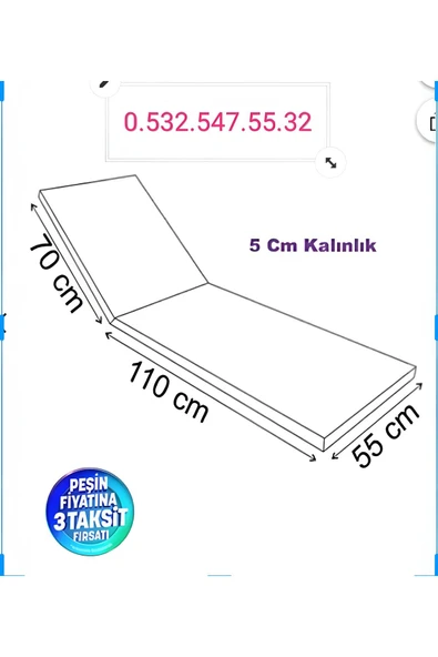 RevuBaby 1 Adet Şezlong Minderi Katlanır Şezlong Minder 180*55*5 Cm Yıkanabilir Sıvı Gecirmez Kahve ürün görseli 1