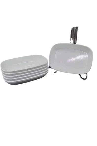 Ermiya 20 Ad Beyaz Melamin Botanika Termostar Merid Kayık Salata Tabak 14-17-25-29-32 Cm Ebat Seçiniz ürün görseli 1