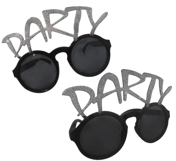Nessiworld Gümüş Simli Party Yazılı Parti Gözlüğü Show 15x7 cm ürün görseli 1
