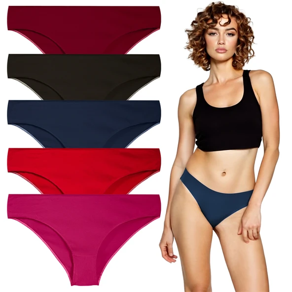 YohannesClub, Kadın, Pamuklu Hipster Basic Külot, Çok Renkli, 5'li Paket ürün görseli 1